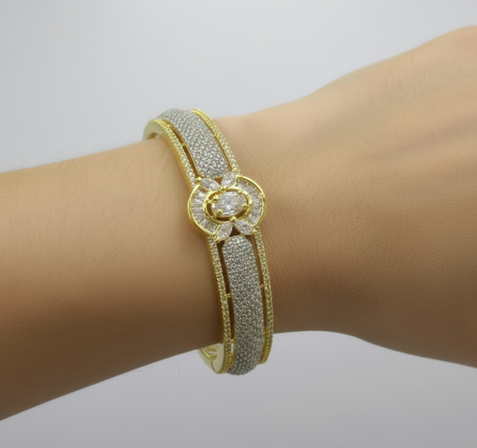 Elegant Silver Cubic Zirconia Band Bracelet – Everyday & Formal Wear