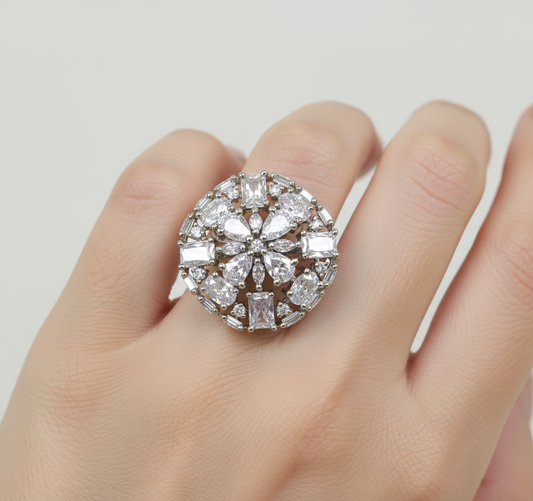 Classic Clear Cubic Zirconia Silver Ring