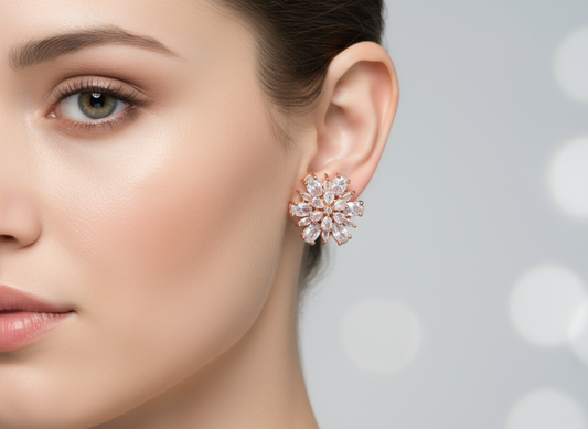 Exquisite Rose Gold Cubic Zirconia Earrings – Festiv Collection