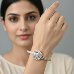 Elegant Dual-Tone Cubic Zirconia Kada – Classic Formal & Casual Wear