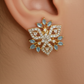 Exquisite Golden Petal Flora Cubic Zirconia Earrings