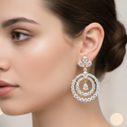 Exquisite Golden Cubic Zirconia Jhumka Earrings – Wedding Collection