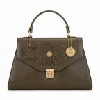 Manruya Brown Croc Texture Handbag | حقيبة مانرويا البنية بنقشة التمساح