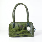 Manruya Green Croc Texture Shoulder Handbag | حقيبة كتف مانرويا الخضراء بنقشة التمساح