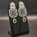 Royal Purple Amethyst Chandelier Drop Earrings – Luxury CZ Silver Danglers | أقراط بنفسجية فاخرة