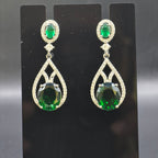 Manruya Emerald Green Teardrop Dangle Earrings - أقراط الزمرد الأخضر
