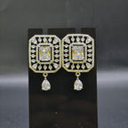 Manruya Emerald-Cut Geometric Halo Drop Earrings - أقراط المربع الفاخرة