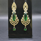 Manruya Antique Emerald Chandelier Earrings in Victorian Gold - أقراط زمرّد فيكتورية