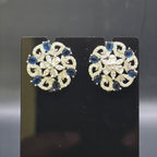 Manruya Sapphire Blue Floral Mandala Stud Earrings - أقراط الماندالا الزرقاء