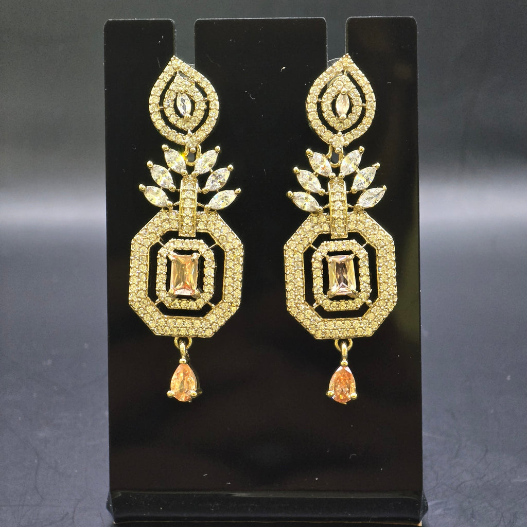 Manruya Antique Champagne Topaz Geometric Drop Earrings - أقراط التوباز الفيكتورية