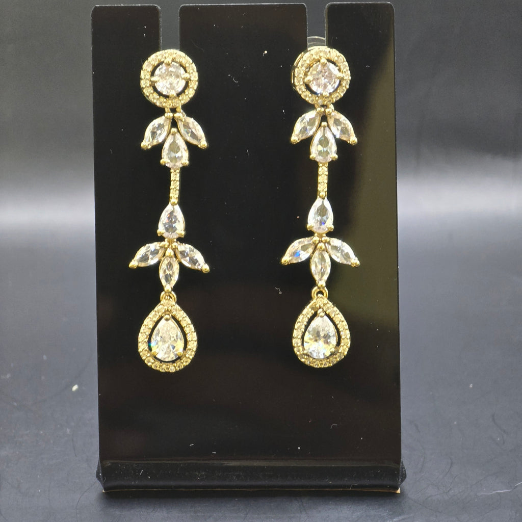 Manruya Antique Marquise & Teardrop Crystal Linear Earrings - أقراط العروس الفيكتورية