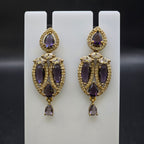 Manruya Antique Amethyst Marquise Drop Earrings in Victorian Gold - أقراط الأرجوان الفيكتورية