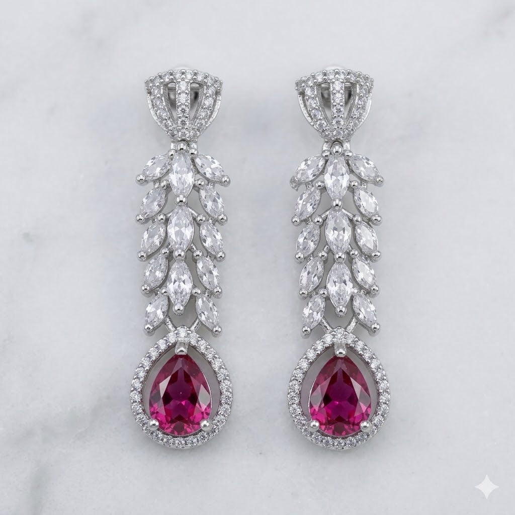 Luxury Crystal Drop Necklace & Earring Set for Women | طقم عقد وأقراط فاخر للنساء