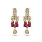 Victorian Ruby Drop Necklace & Earring Set for Women | طقم عقد وأقراط فيكتوري فاخر بحجر روبي للنساء
