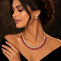 Victorian Ruby Drop Necklace & Earring Set for Women | طقم عقد وأقراط فيكتوري فاخر بحجر روبي للنساء