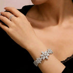 Floral Cascade Silver Crystal Bracelet | سوار شلال الزهور الفضي المرصع بالكريستال