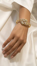 Celestial Duo-Tone Leaf & Starburst Bracelet | سوار أوراق الشجر السماوي بلونين الذهبي والفضي