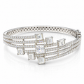 Silver-Tone Multi-Row Geometric Bangle Bracelet | سوار هندسي متعدد الصفوف بلون فضي