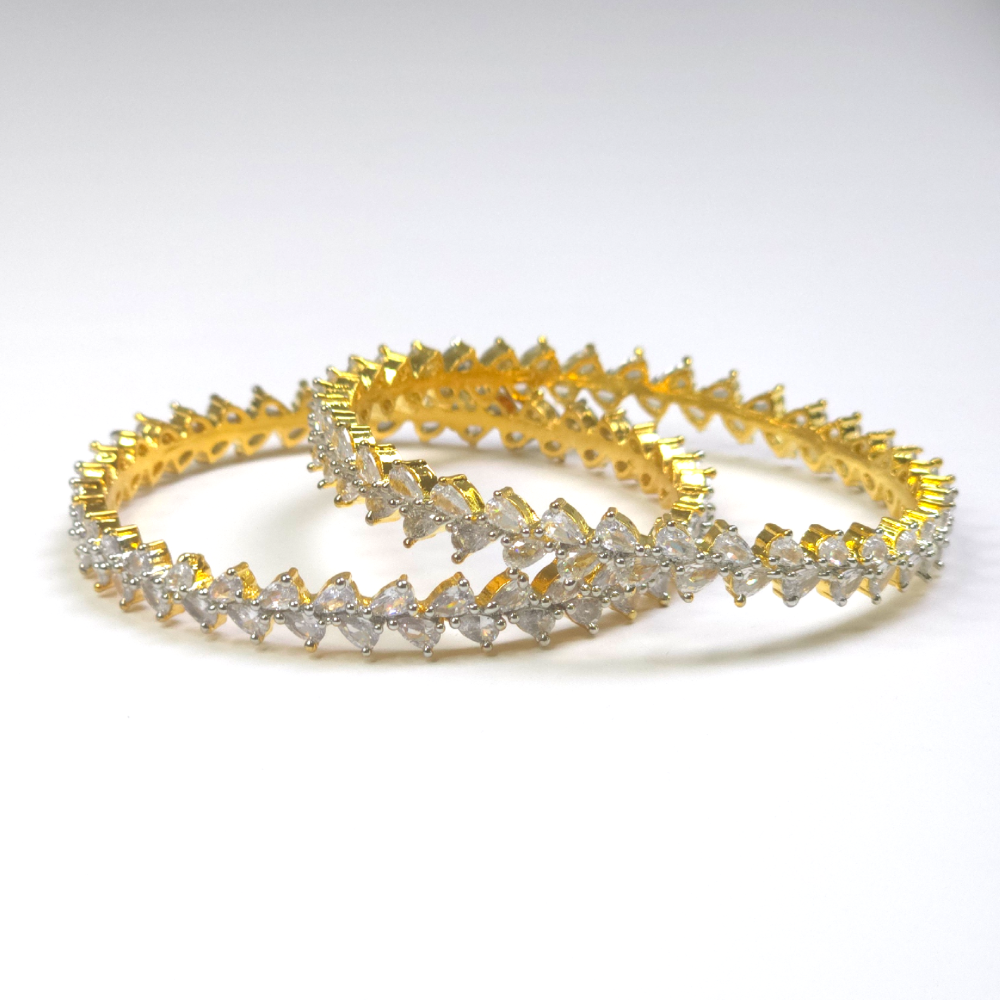 Exquisite Golden Cubic Zirconia Bangle Set – Wedding & Special Occasion Jewelry