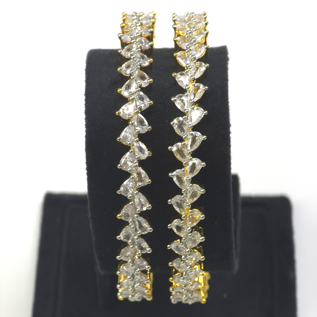 Exquisite Golden Cubic Zirconia Bangle Set – Wedding & Special Occasion Jewelry
