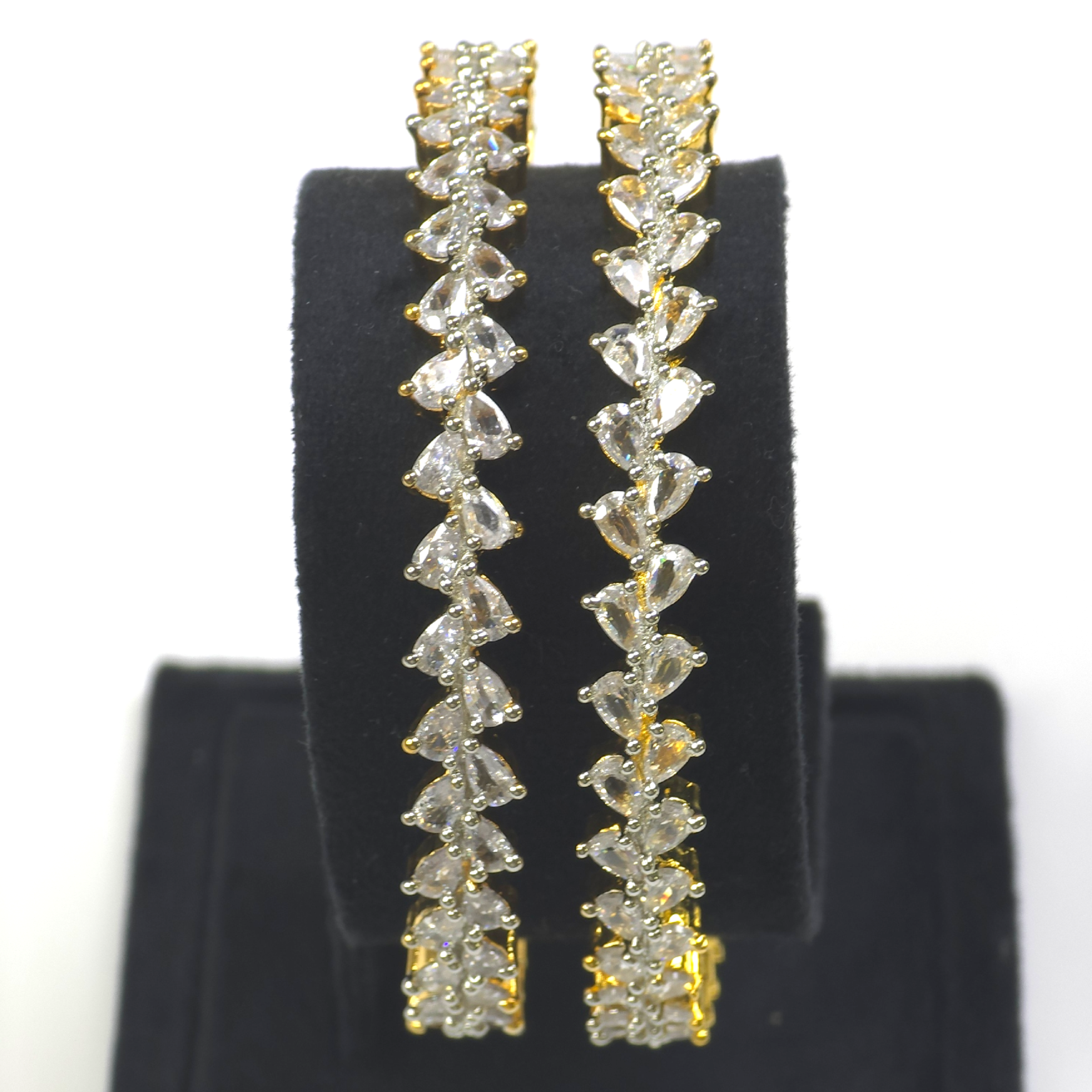 Exquisite Golden Cubic Zirconia Bangle Set – Wedding & Special Occasion Jewelry