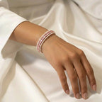 The Eternal Grace Triple-Row Pearl & Rhombus Bracelet | سوار "إيتيرنال غريس" بثلاثة صفوف من اللؤلؤ والمعين