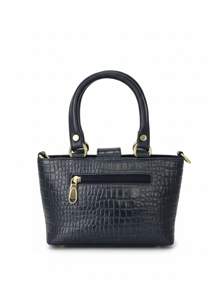 Blue Flap Small Croc Handbag – Elegant Mini Tote for Women
