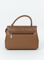 Brown Flap Push-Lock Handbag