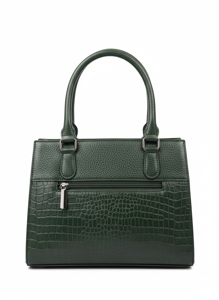 Dark Green Plain Handbag