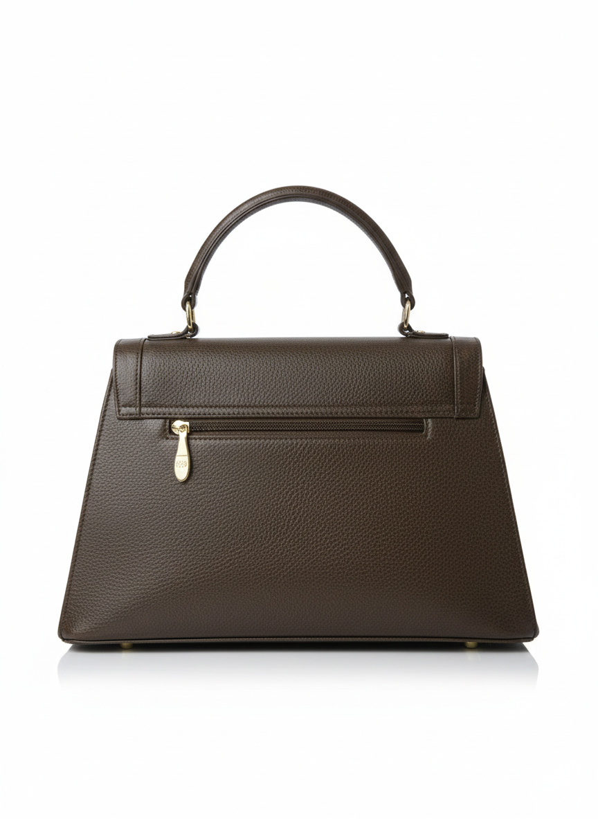 Brown Fancy Lock Handbag