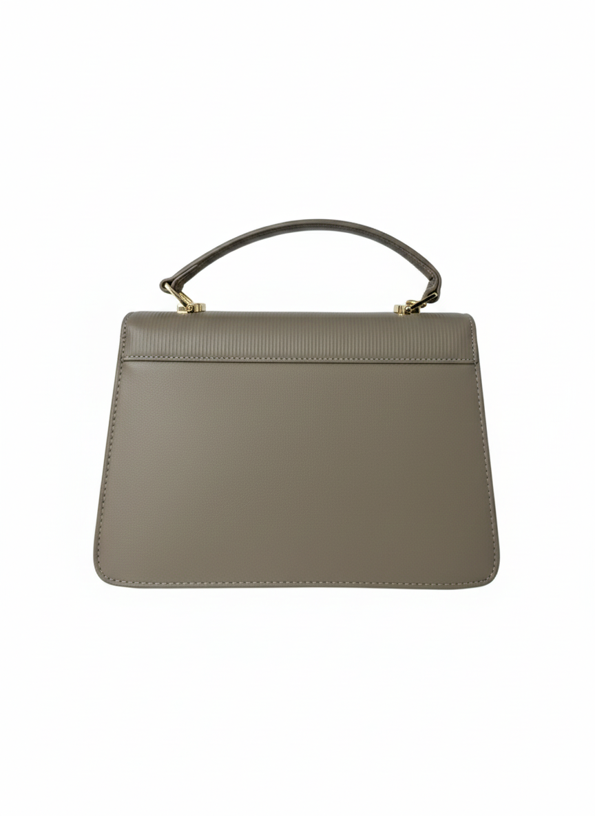 Beige Square Lock Sling Bag