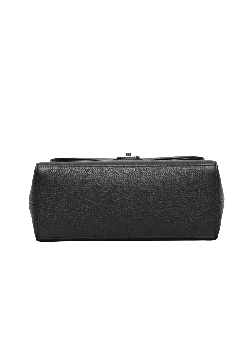 Grey Flap Croc Structured Handbag