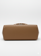 Dark Tan Flap Croc Structured Handbag