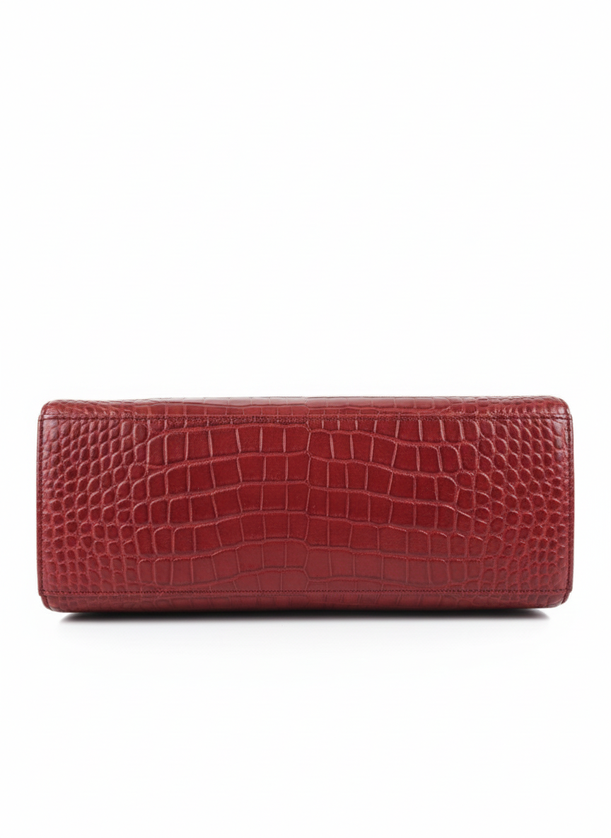 Maroon Full Croc Flap Handbag