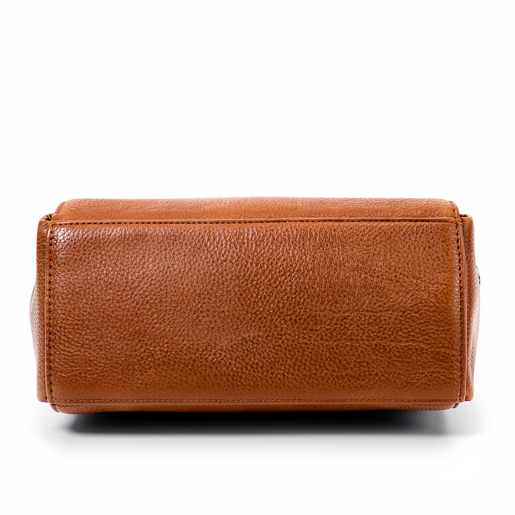 Brown Flap Push-Lock Handbag