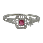 Exclusive Silver Bracelet with Pink Cubic Zirconia Stone