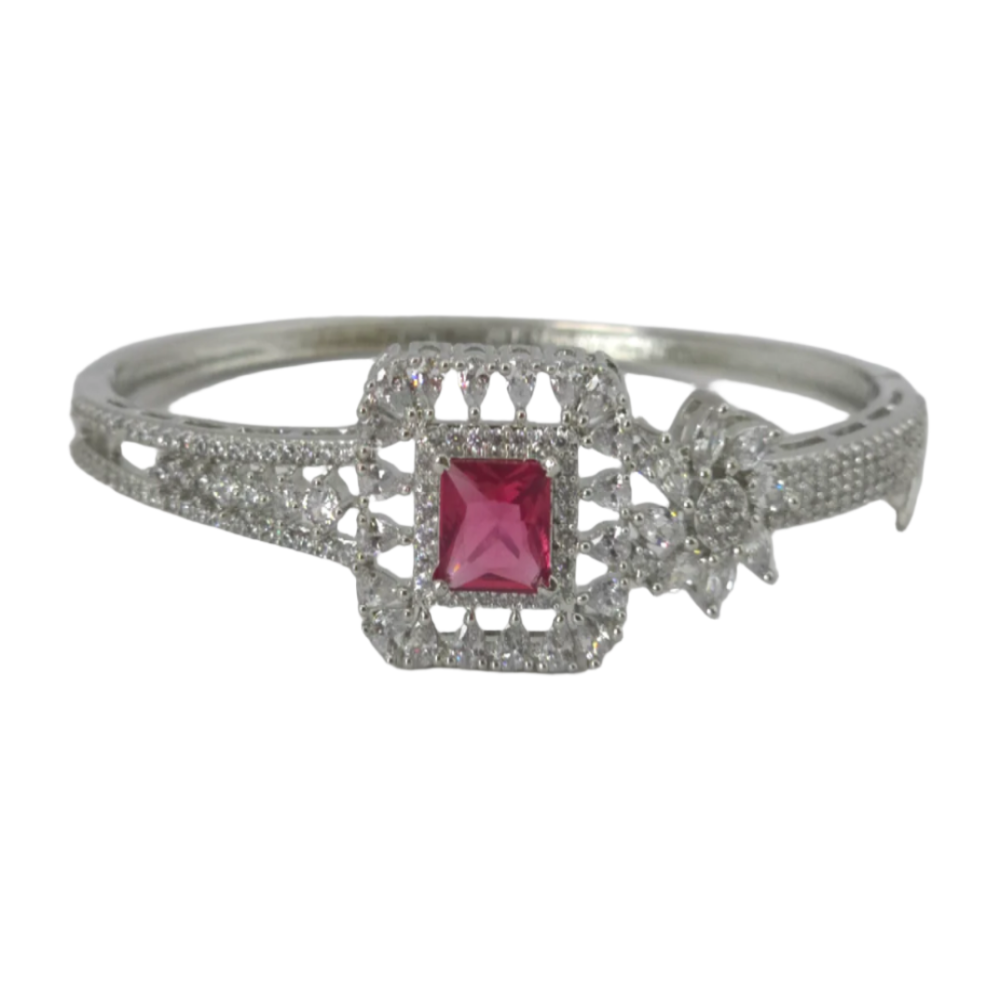 Exclusive Silver Bracelet with Pink Cubic Zirconia Stone