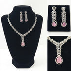 Luxury Crystal Drop Necklace & Earring Set for Women | طقم عقد وأقراط فاخر للنساء