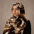 Premium Digital Print Modal Shayla – Mocha Marble Design | شيلة مودال فاخرة بطباعة رقمية – تصميم رخامي موكا