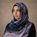 Premium Digital Print Modal Shayla – Midnight Blue Marble Design | شيلة مودال فاخرة بطباعة رقمية – تصميم رخامي بالأزرق الليلي