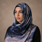 Premium Digital Print Modal Shayla – Midnight Blue Marble Design | شيلة مودال فاخرة بطباعة رقمية – تصميم رخامي بالأزرق الليلي