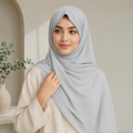 Manruya Premium Ribbed Jersey Shayla – Light Grey | شيلة مانرويا جيرسي مضلع فاخرة – رمادي فاتح