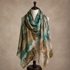 Premium Digital Print Modal Shayla – Emerald Green Marble Design | شيلة مودال فاخرة بطباعة رقمية – تصميم رخامي أخضر زمردي