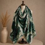 Premium Digital Print Modal Shayla – Emerald Marble Design | شيلة مودال فاخرة بطباعة رقمية – تصميم رخامي أخضر زمردي