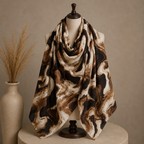 Premium Digital Print Modal Shayla – Mocha Marble Design | شيلة مودال فاخرة بطباعة رقمية – تصميم رخامي موكا
