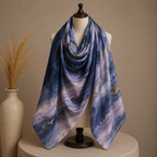 Premium Digital Print Modal Shayla – Midnight Blue Marble Design | شيلة مودال فاخرة بطباعة رقمية – تصميم رخامي بالأزرق الليلي