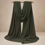 Manruya Premium Ribbed Jersey Shayla – Dark Olive Green | شيلة مانرويا جيرسي مضلعة فاخرة – أخضر زيتوني داكن