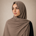 Manruya Premium Ribbed Jersey Shayla – Taupe | شيلة مانرويا جيرسي مضلعة فاخرة – تاوب