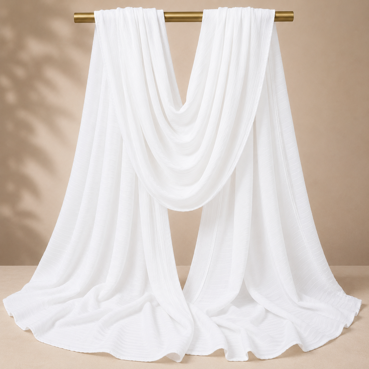 Manruya Premium Ribbed Jersey Shayla – White | شيلة مانرويا جيرسي مضلعة فاخرة – أبيض