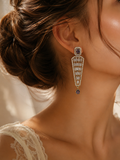 Manruya Antique Gold Amethyst & Baguette Drop Earrings - أقراط الأرجوان الفاخرة